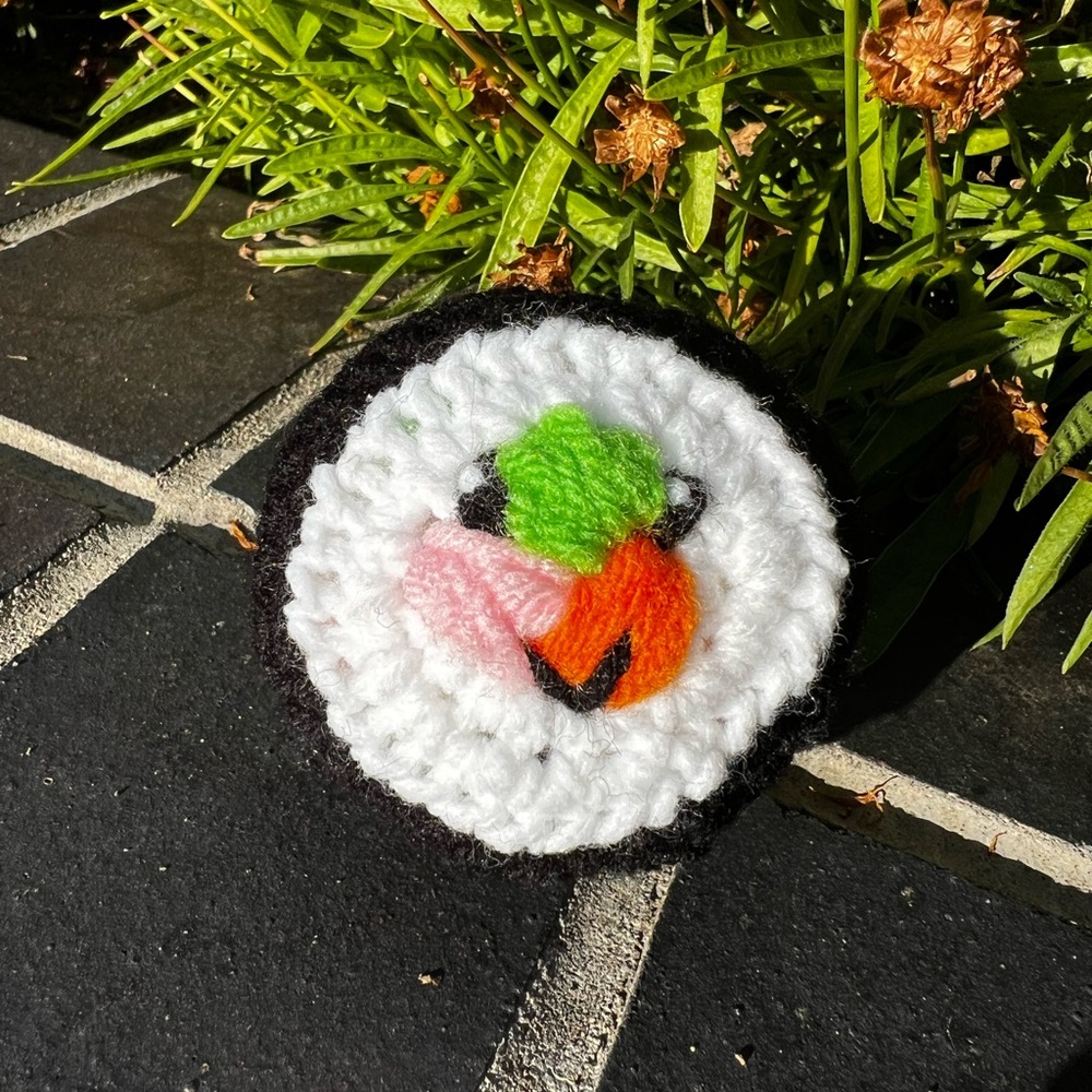 Hand Crocheted Happy Little Sushi Roll Plushie! - Picture 1 of 13